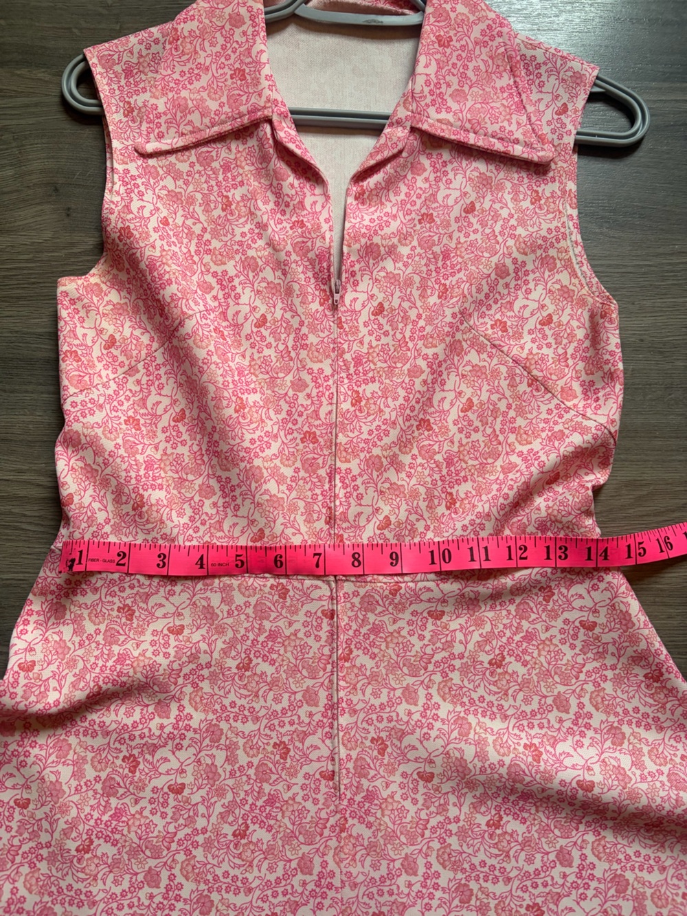 Vintage 1960s Pink Floral A-Line Dress Size M-L - Picture 4 of 9